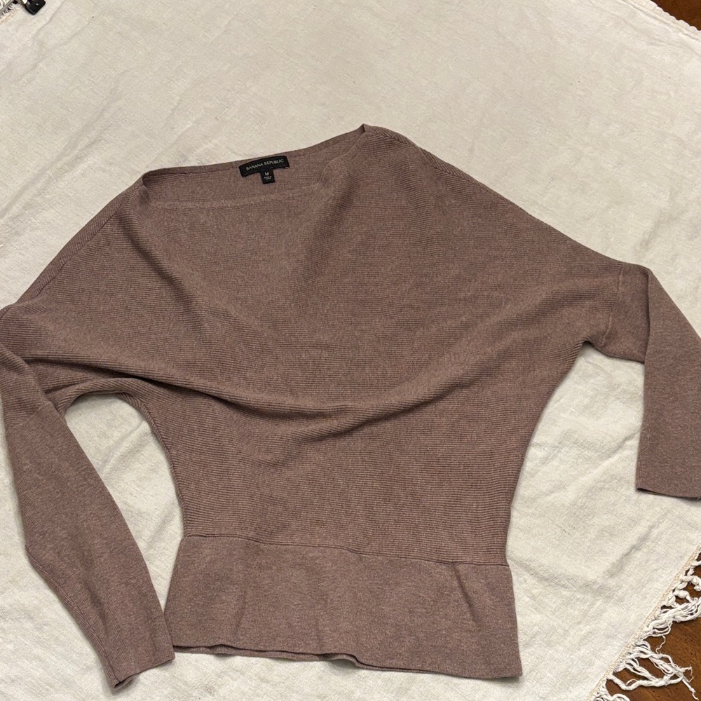 Banana Republic taupe assymetric-Neck Knit Top